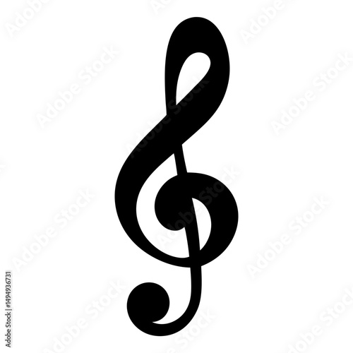 Elegant Black and White Treble Clef Isolated on a Clean Background