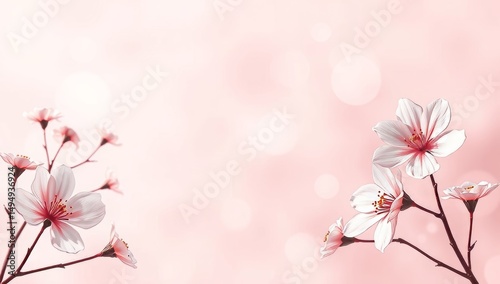 Cherry blossoms on soft pink bokeh background, floral serenity and spring elegance