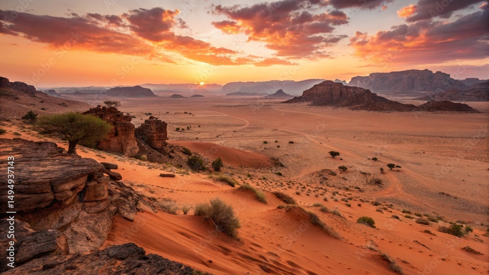 Naklejka premium sunset in the desert