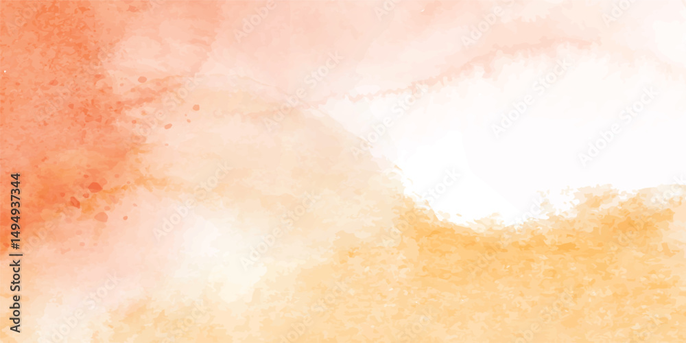Fototapeta premium Abstract Warm Orange Watercolor Texture – Handmade Artistic Seamless Pattern with Yellow Blending and Grunge Edge Effects. A Modern and Textured Canvas for Artistic Design Projects