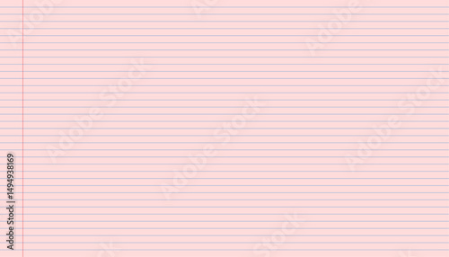 Pink horizontal lined background. Notepad paper template.