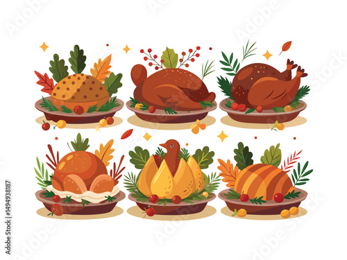 Six delicious thanksgiving dishes roasted turkey and pies
