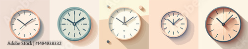  Minimalist Wall Clock Mockup – Modern Round Clock on White Background for Interior Design or Product Display