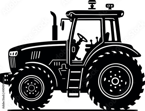 Tractor vector black silhouette print design