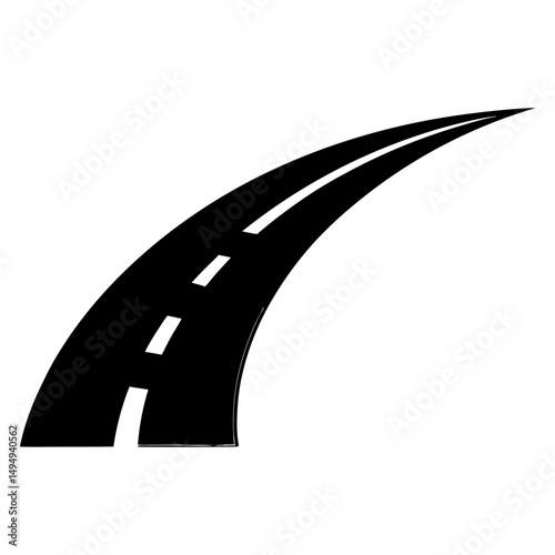 Vector illustration of a black road receding into the distance on white