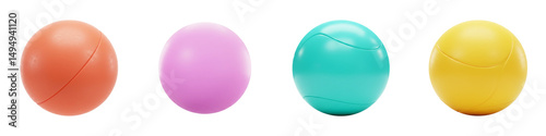 Colorful Stress Balls Isolated on White Background Anti Stress Therapy Toys in Orange Pink Teal and Yellow
