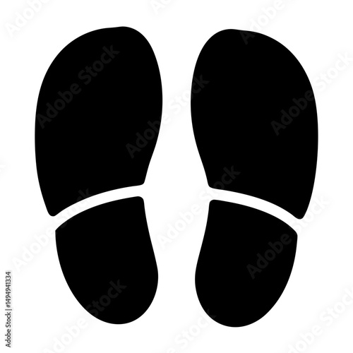 Simple black and white silhouette of a pair of flip flops