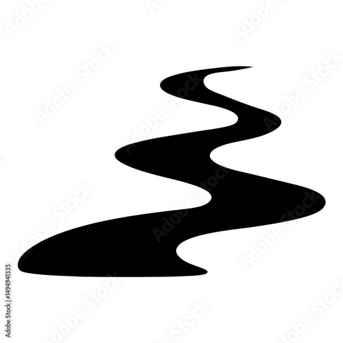 Black curvy line art illustration in meandering path style design object