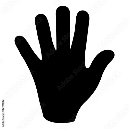Silhouette of human hand representing concepts such as hello, stop, friendship, high five