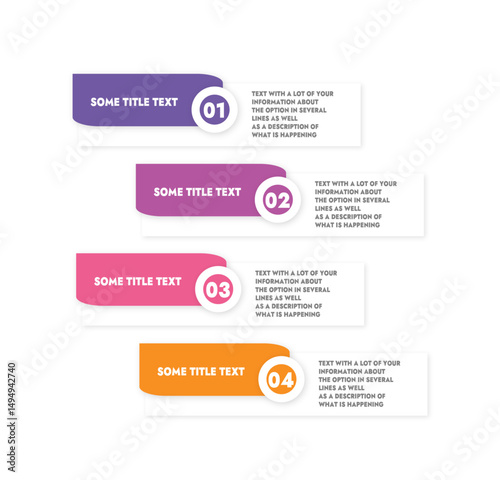 set of vector infographics of four color options plates with shadow