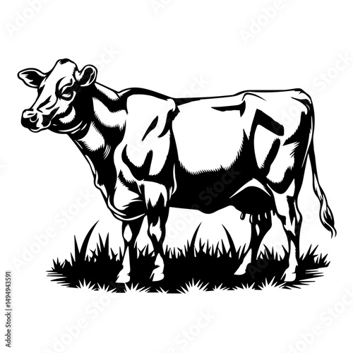 Set of black cow and calf silhouettes in various poses and profiles, isolated on white background. Ideal for farming, livestock, or agricultural design themes.