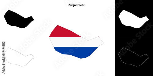 Zwijndrecht blank outline map set