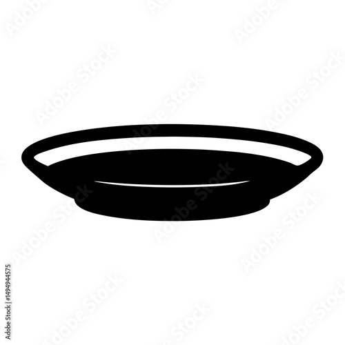 Isolated black silhouette of a dish, minimalist design, on white background