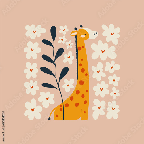 Abstract Childrens Room. Modern trendy Kids minimal style. Hand drawn design for wallpaper, wall decor, print, postcard, cover, template, banner.