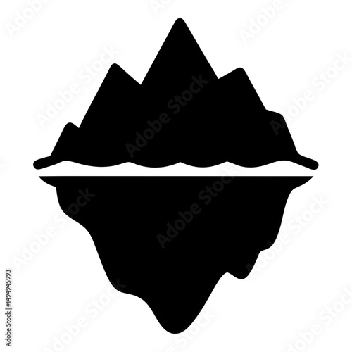 Dramatic iceberg icon with reflection, depicting hidden depths and challenges ahead