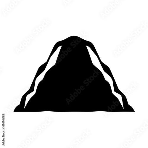 Abstract mountain peak with distinct ridges in black and white graphic design