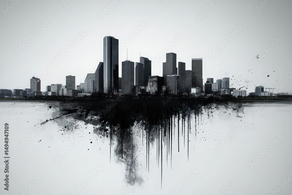 Silhouette skyline abstract art
