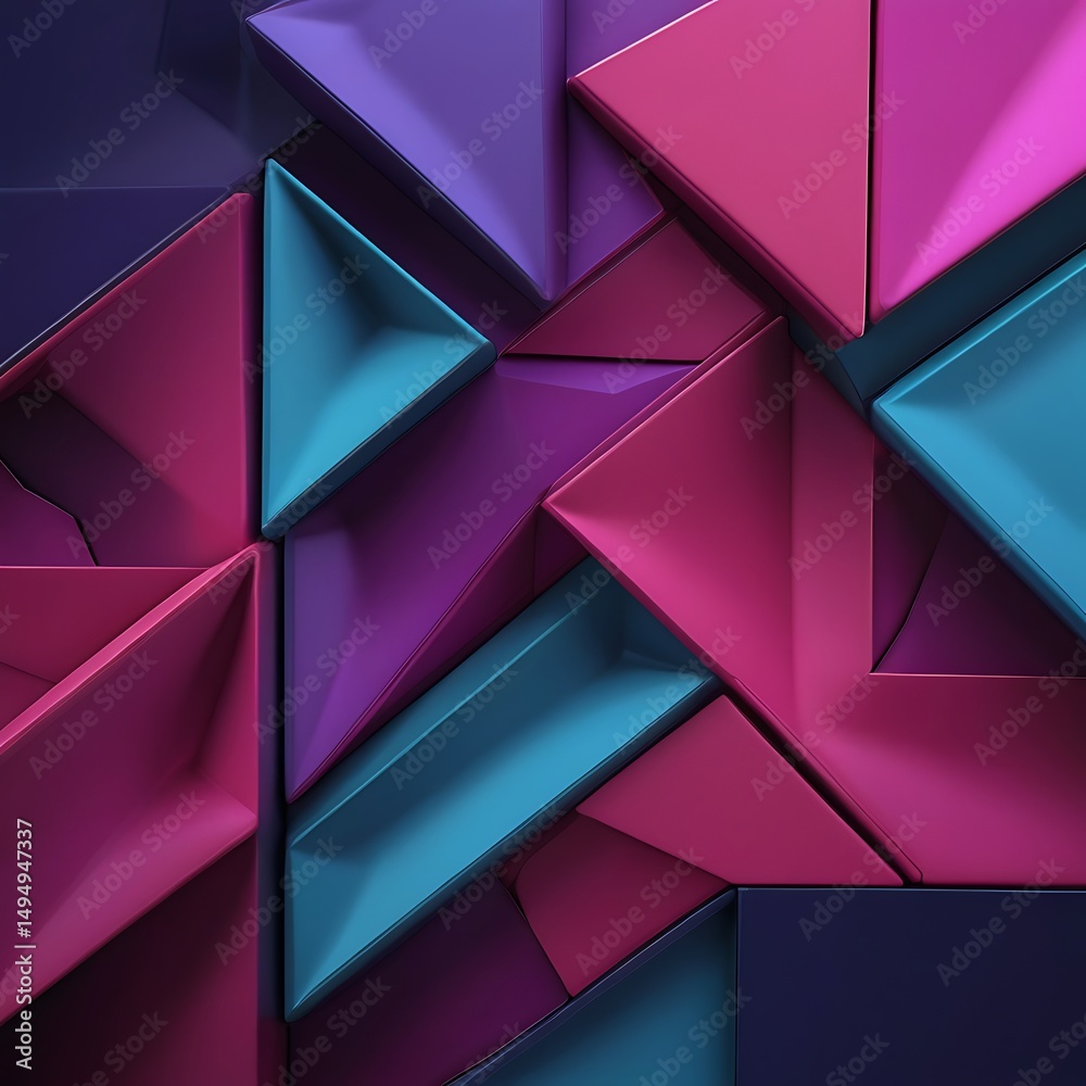 Fototapeta premium Abstract Geometric Triangles Purple Pink Blue Background