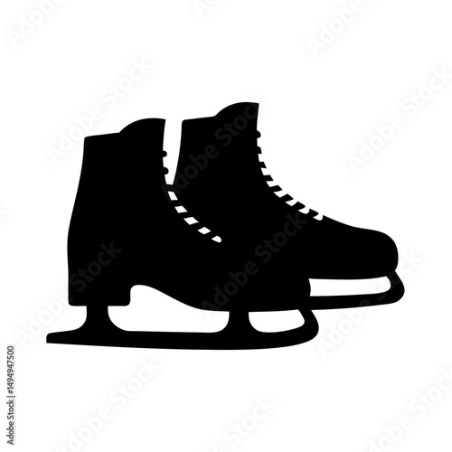 Pair of black figure skates for ice skating or roller skating