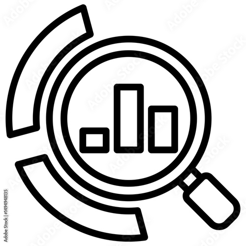 Market Analysis - Outline Icon - Magnifying glass with chart, symbolizing data-driven analysis for business growth