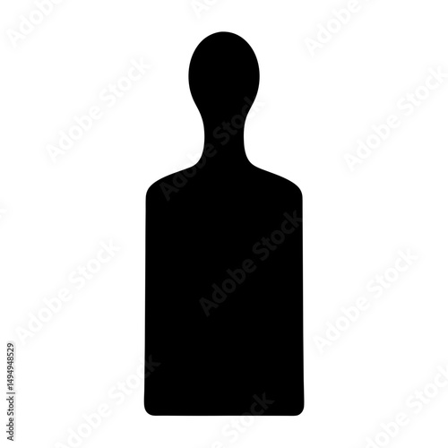 Stylized representation of a person silhouette, abstract black figure on white background