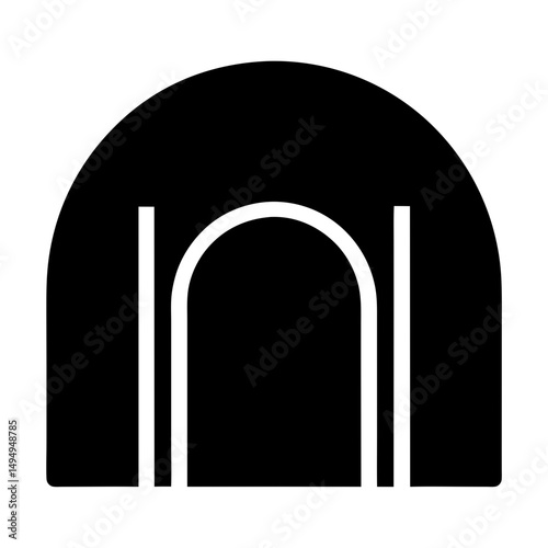 Stylized image of a simple architectural structure with arch and columns