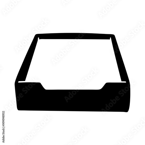 Black Silhouette Illustration of an In Tray or Mail Inbox Organizer