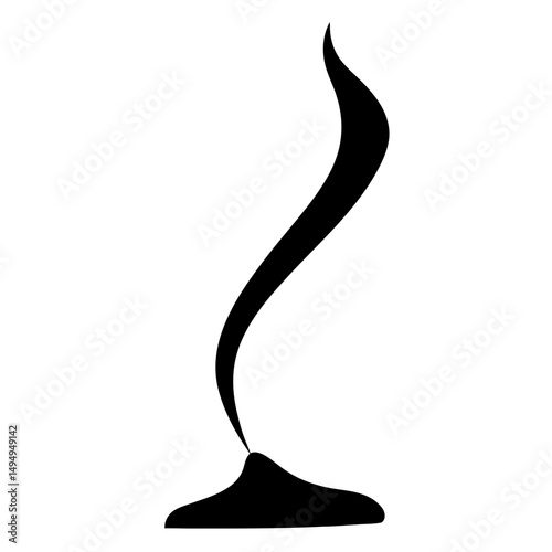 Abstract flowing form emanating from a flat base in dark silhouette