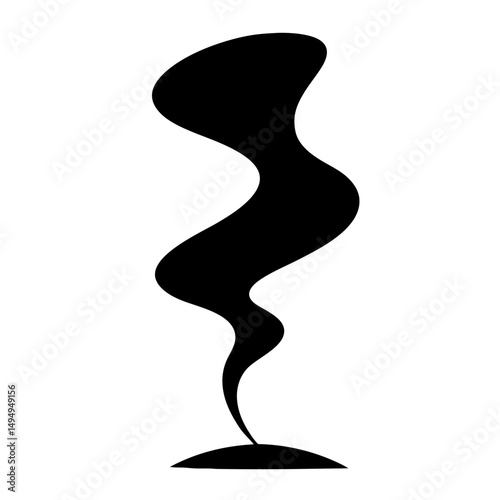 Abstract black smoke or fumes emanating upwards on a white background