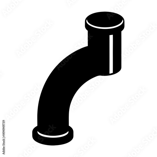 Isometric view of an elbow pipe, plumbing hardware and construction element