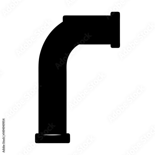Silhouette of a plumbing elbow pipe on a clean white background