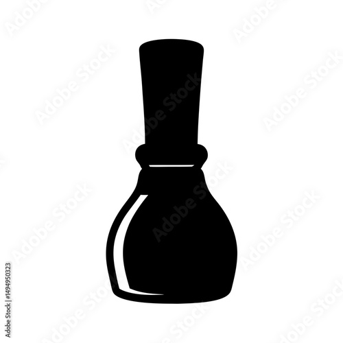 Elegant black nail polish bottle silhouette on a white background art