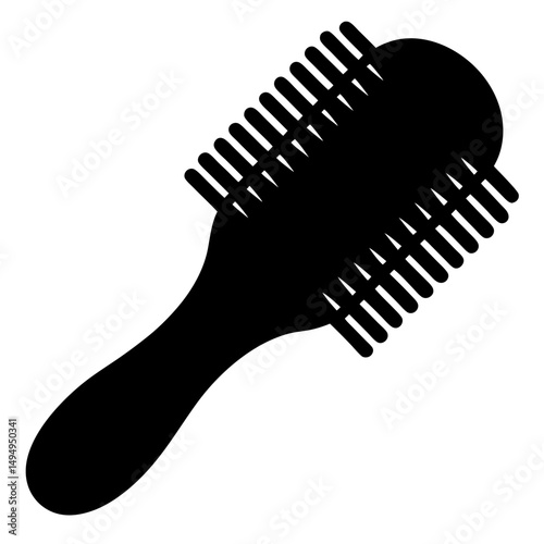 Silhouette of a round brush hair styling tool with multiple bristles