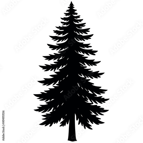 Pine evergreen fir-tree isolated green vector illustration of a Christmas tree for winter holiday celebration