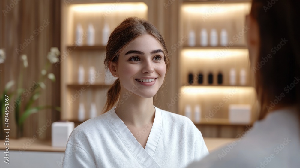 Young woman smiling in a spa enjoying a service