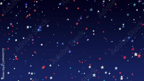 Animated stars in colors netherlands dutch flag on blue sky background. Happy national holland holiday, day. Cartoon night starry sky. For banners, social media, greeting cards. Seamless loop 4k