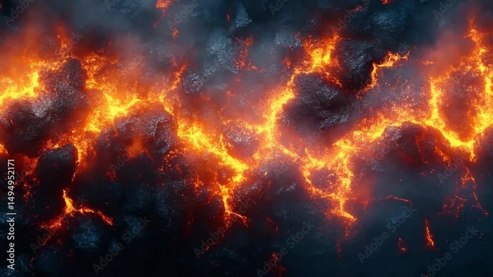 Lava flow over rocks