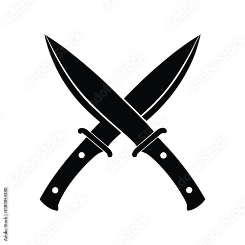 Crossed Hunting Knives A Black and White Icon Graphic