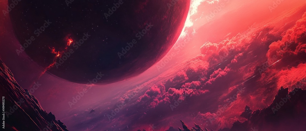 Alien red planet view