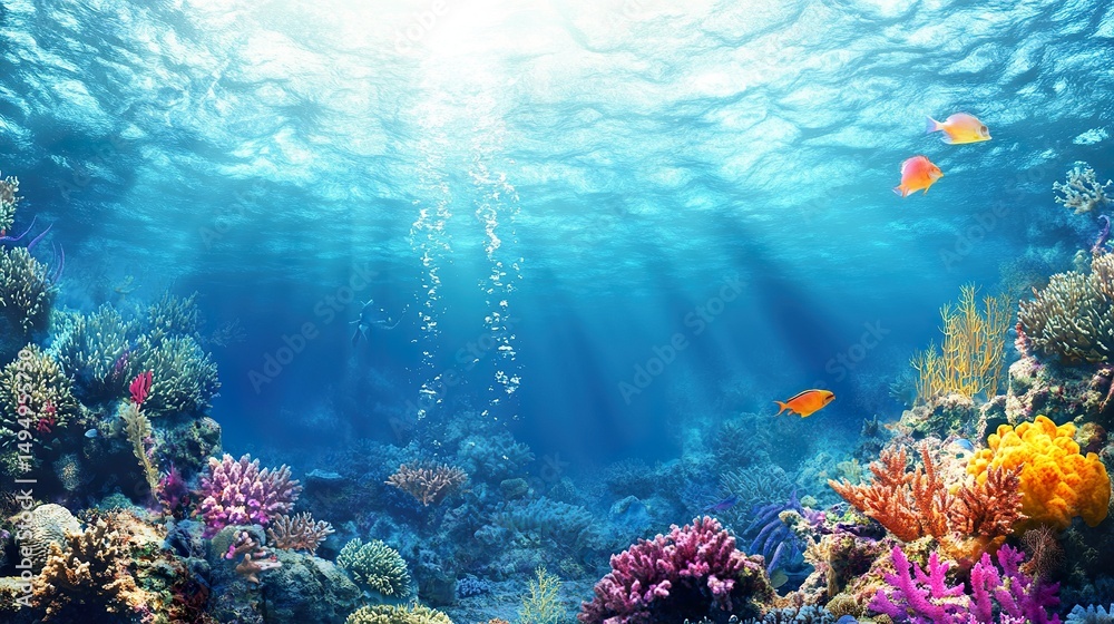 Naklejka premium coral reef with fish