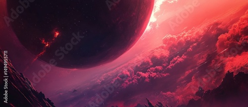 Obraz na płótnie Alien red planet view w salonie