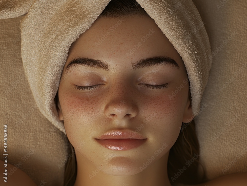 Young woman relaxing during a spa facial