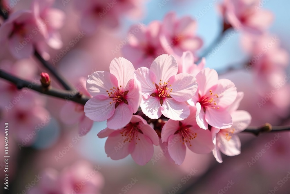 Delicate pink sakura blossoms, full bloom, soft petals , floral art, floral Delicate pink sakura blossoms, full bloom, soft petals , floral art, floral