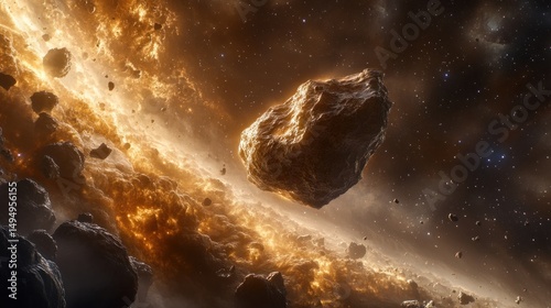 Obraz na płótnie Asteroid field in the space w salonie