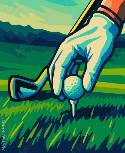 teeup golf pop art illustration design vector art