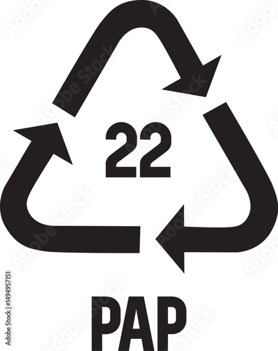 paperboard recycling symbol pap code 22 close-up eco-friendly sustainable waste management concept