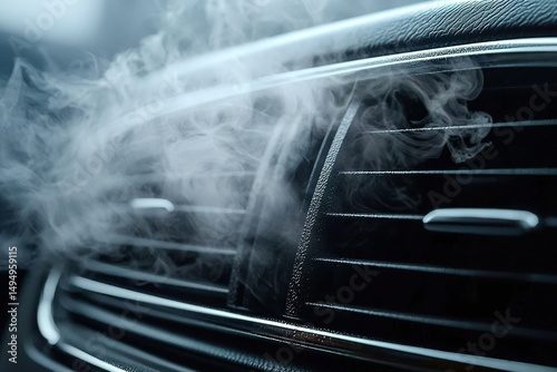 Smoke coming from car AC vent. Concept of dirty air coming out from car ventilation. Generative Ai