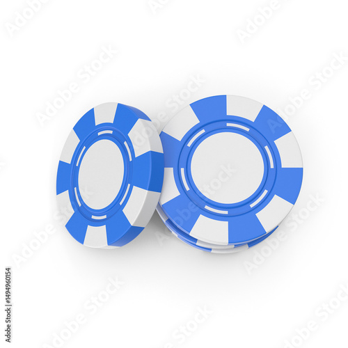 Blue Casino Chips isolated on transparent background photo