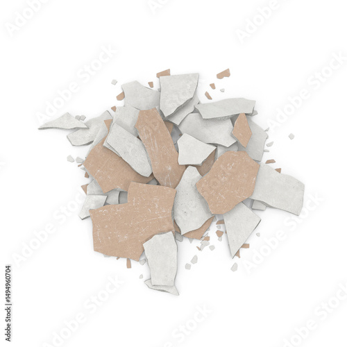 Broken Sheetrock isolated on transparent background photo
