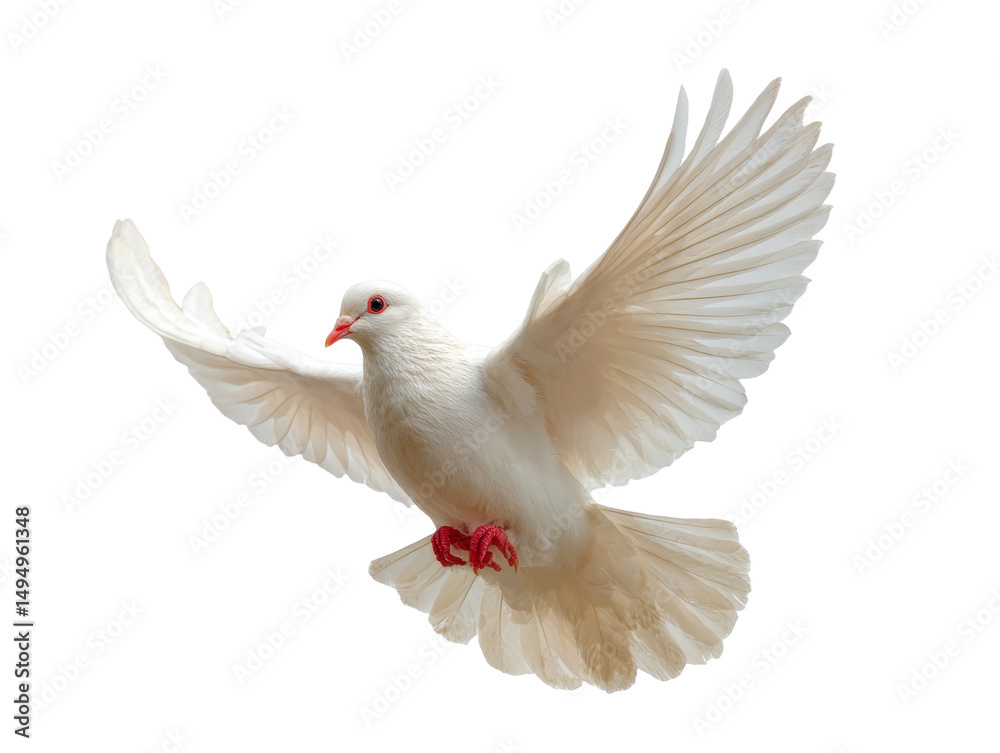 Fototapeta premium [Transparent Background PNG]A White Dove in Flight Against a White Background
